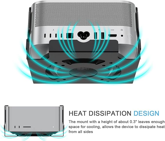 IFCASE Heat Dissipation Design Anti-Scratch Inner Aluminum Under Desk, Wall, Vesa Mount for Mac Studio M4 M3 M2 M1 Max/Ultra (Black)
