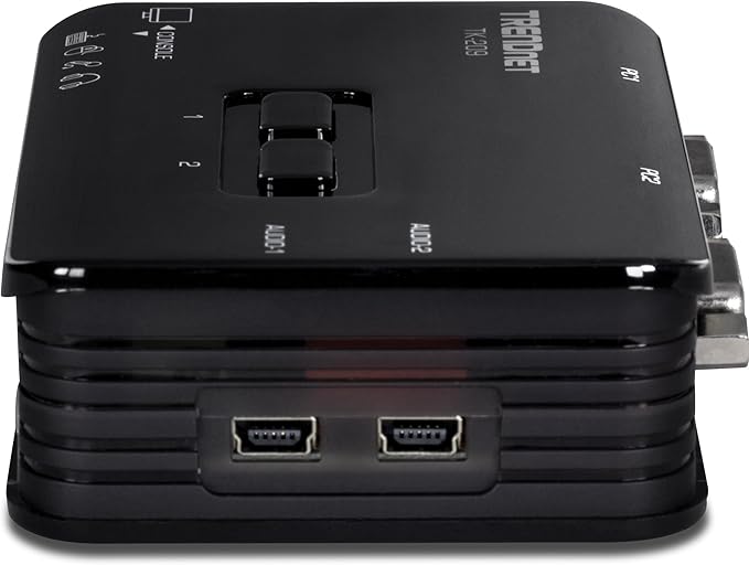 TRENDnet 2-Port USB KVM Switch Kit with Audio, TK-209K, Control Up to 2 Computers, Windows, Linux, Mac OS Compliant, 2048 x 1536 VGA Resolution, NDAA & TAA Compliant, KVM Cables Included, Black