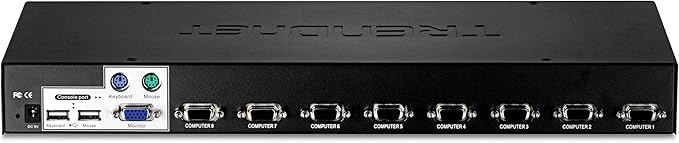 TRENDnet 8-Port USB/PS2 Rack Mount KVM Switch, TK-803R, VGA & USB Connection, Supports USB & PS/2 Connections, Device Monitoring, Auto Scan, Audible Feedback, Control up to 8 Computers/Servers