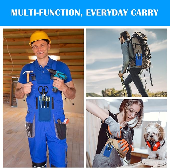 2 Pcs KATOLK Belt Pen Holder, Multifunctional Adjustable Tactical Pencil Pouch, Detachable Military Duty Pencil Sleeve Case, Can Hold Pens, Rulers and Scissors