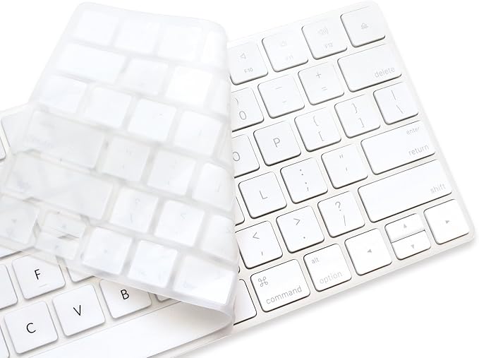 ProElife Ultra Thin Silicone Keyboard Protector Cover Skin for Apple Magic Keyboard & Magic Keyboard 2 (U.S Version, Model: MLA22L/A-A1644, Without Numeric Keypad) (White)