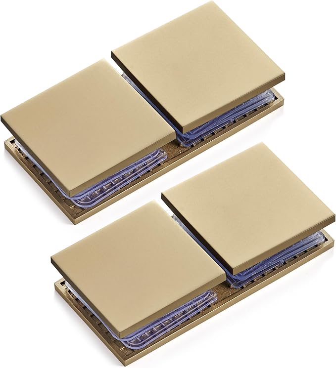 Ranbo Square Frameless Glass Clamp Connector for Shower Door Fixed Panel, Corner Clamp, 304 Stainless Steel, 5/16" - 1/2" (8-12 mm) Thickness, 2 PC, Gold