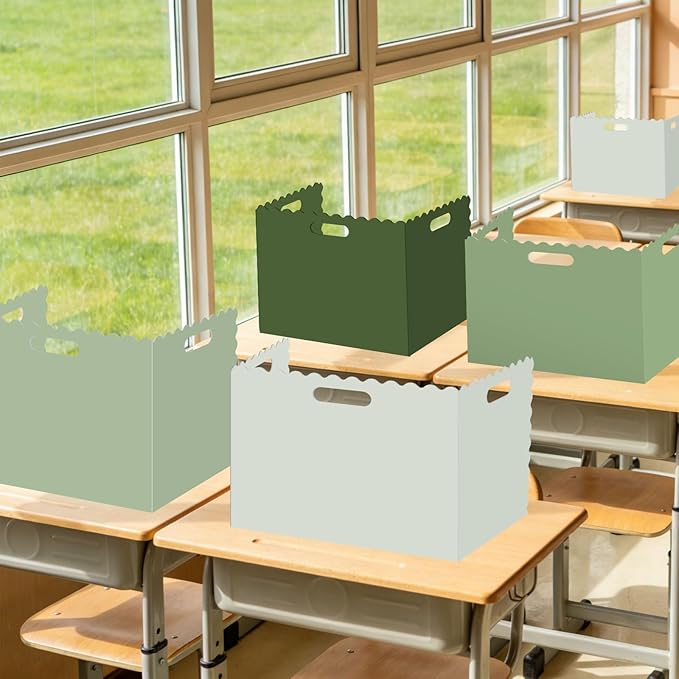 FYSUIMU 24 Pcs Student Desk Privacy Boards Gradient Sage Green Classroom Desk Divider Shield Privacy Panel Folders Screen Partition for School Teacher Student Test Supplies