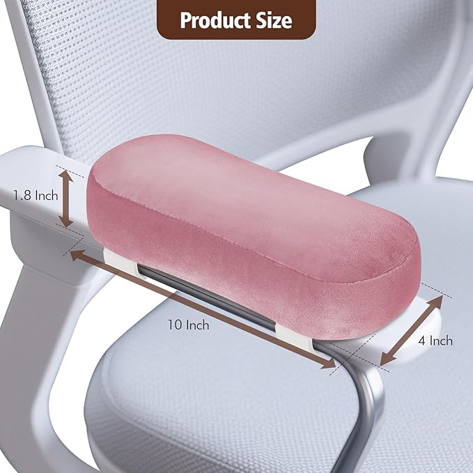 WdFour 2-Pack Non-Slip Armrest Pads for Office & Gaming Chairs - Ergonomic Forearm Support Pillow for Desk, Computer & Wheelchair, Pressure Relief Cushions (Pink)