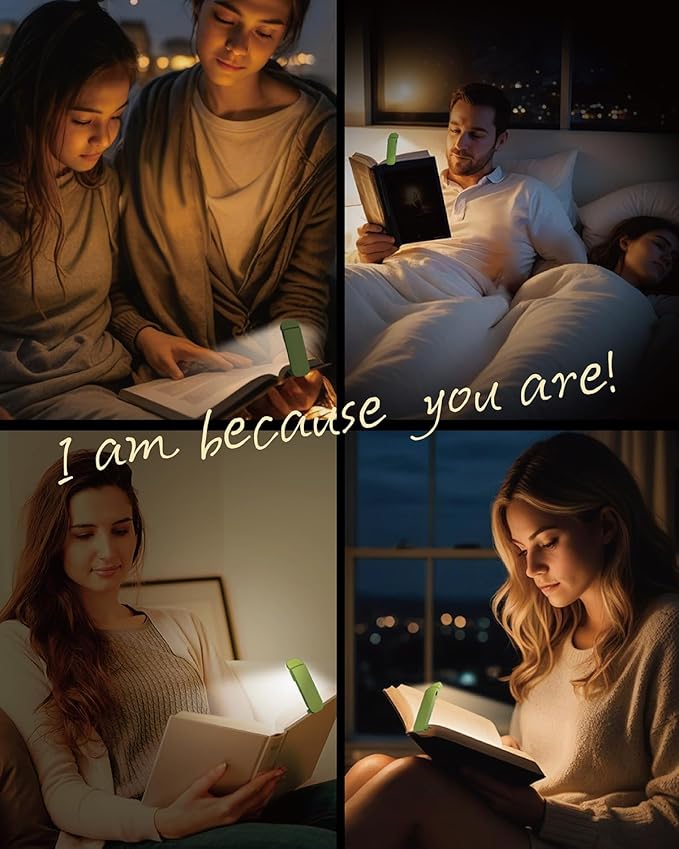 HEMONNKAM Book Reading Light, Rechargeable Clip on Booklight, Eye Caring 3 Color Temperatures & 5 Brightness Levels, Night Use for Bed, Long Lasting, Reading at Night in Bed, Apple Green