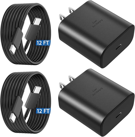 45W USB C Super Fast Charger Type C Charger Fast Charging Android Phone Charger Block with 12FT Type C Charging Cable for Samsung Galaxy S26 Ultra/S26/S26+/S25/S25 Ultra/S25+/S24 Ultra/S23 Ultra/S26
