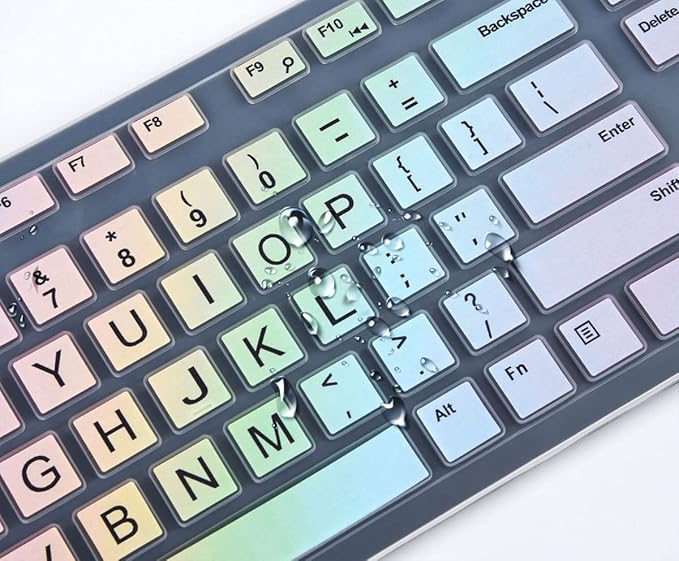 Keyboard Cover for Dell KM636 Wireless Keyboard & Dell KB216 Wired/Dell Optiplex 5250 3050 3240 5460 7450 7050/Dell Inspiron AIO 3475/3670/3477 All-in One Desktop Keyboard Cover Skin, Colorful Rainbow