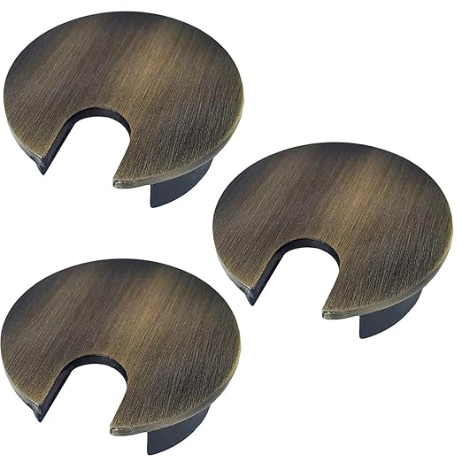 Electriduct 2.5" Metal Desk Grommet 62.5mm Cable Hole Cover Wire Cord Organizer | Brushed Bronze (3 Pack)