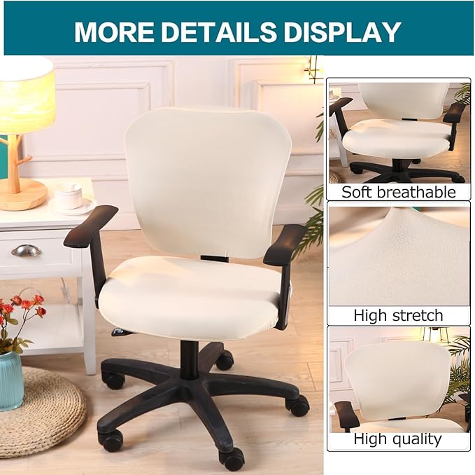 Office Computer Chair Cover Stretch Universal Jacquard Seat Slipcover 2 Piece for Desk Rotating Armless Chair, Removable Washable Anti-dust Chair