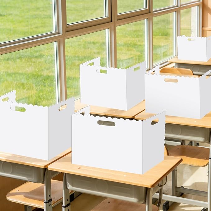 Whaline 24 Pcs Student Desk Privacy Boards White Classroom Desk Divider Shield Privacy Panel Folders Screen Partition for School Teacher Student Test Supplies