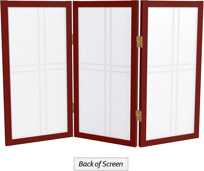 2 ft. Short Desktop Double Cross Shoji Screen - Rosewood - 3 Panels