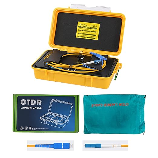 KOMSHINE SC UPC-LC UPC OTDR Launch Cable Box G652D Cable Fiber Singlemode 9/125, OTDR Launch Box Optical Fiber Test Extension Line Single Mode Dead Zone Eliminator 1KM 1310/1550nm