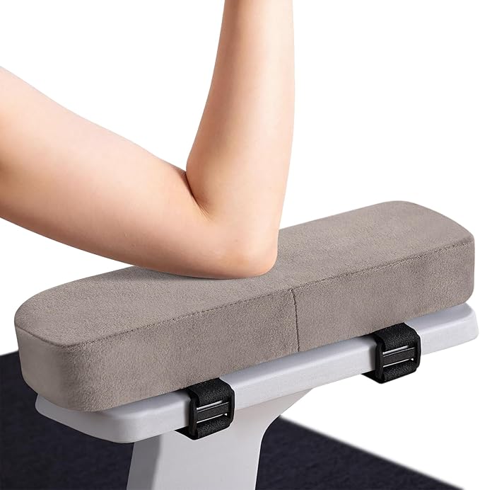 Smiry Ergonomic Office Chair Armrest Pads, Memory Foam Arm Rest Covers, Non-Slip Armrest Cushion with Adjustable Buckles and Straps, Elbow Relief for Desk, Gaming & Wheelchair (Taupe, Set of 2)
