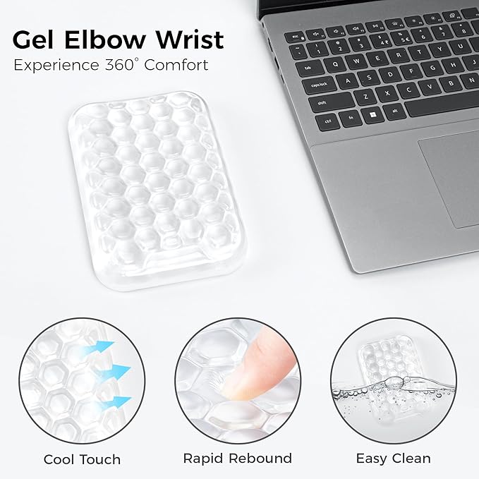 Ospelelf Ergonomic Elbow Pad, Gel Keyboard Wrist Rest Support for Office Desk Chair, Arm Wrist Pad for Typing Pain Relief, 1 Pack