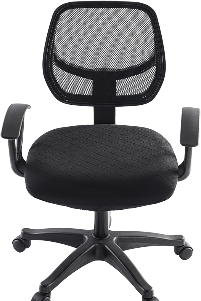 Stretch Jacquard Office Chair Cover, Removable Washable Desk Chair Cover, Anti-dust Seat Cushion Protectors - Black