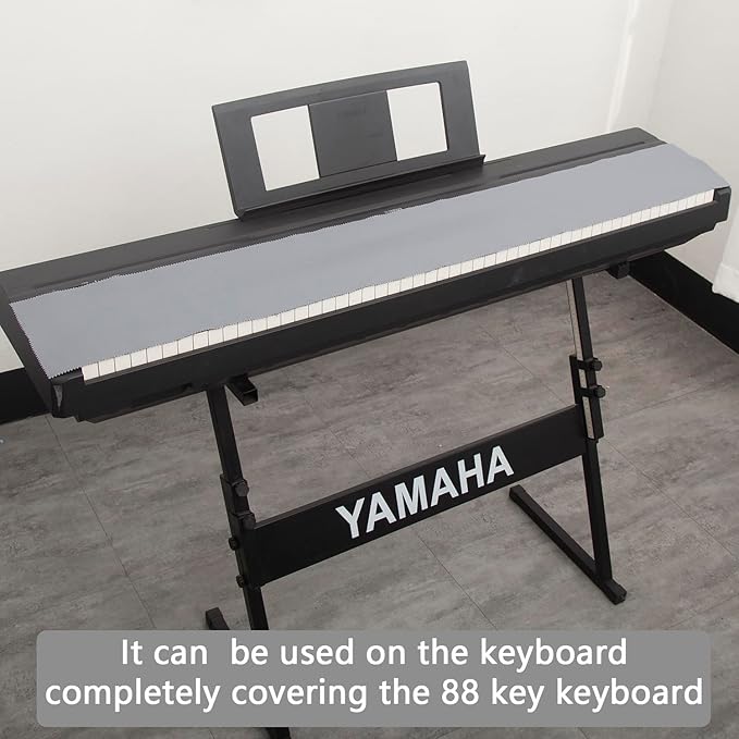 Piano Keyboard Anti-Dust Cover High Technology Fabric Key Cover Cloth Fit For Upright Piano, Electric Piano & Grand piano (Dark blue) (Gray)