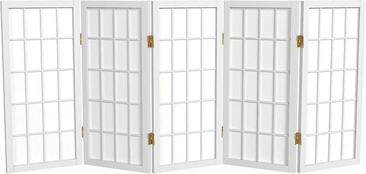 2 ft. Short Desktop Window Pane Shoji Screen - White - 5 Panels