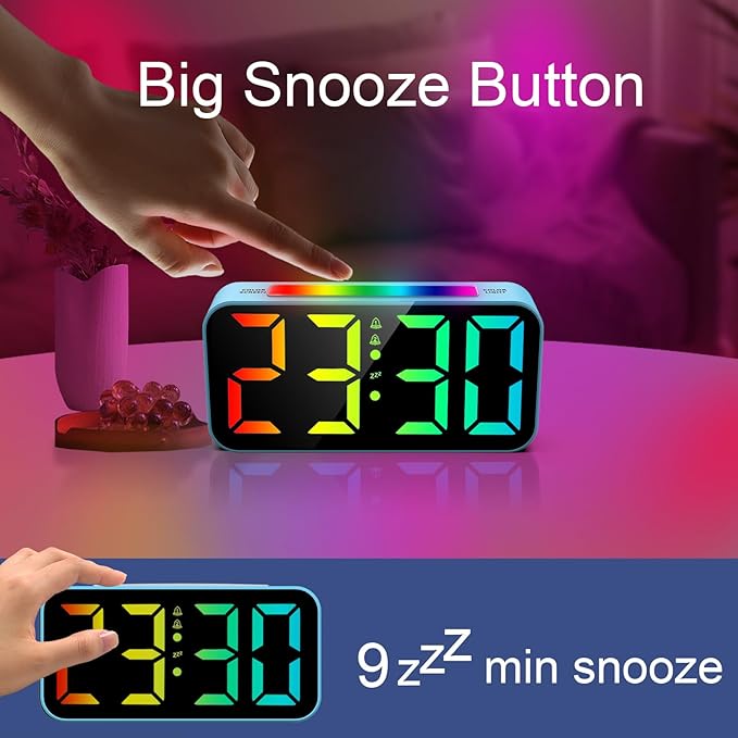 Topski Loud Alarm Clocks for Bedrooms Heavy Sleepers, Digital Clock with Night Light, Large Display, Dual Alarm, Snooze, Dimmable Bedside Alarm Clock for Kids Teens Boys Girls