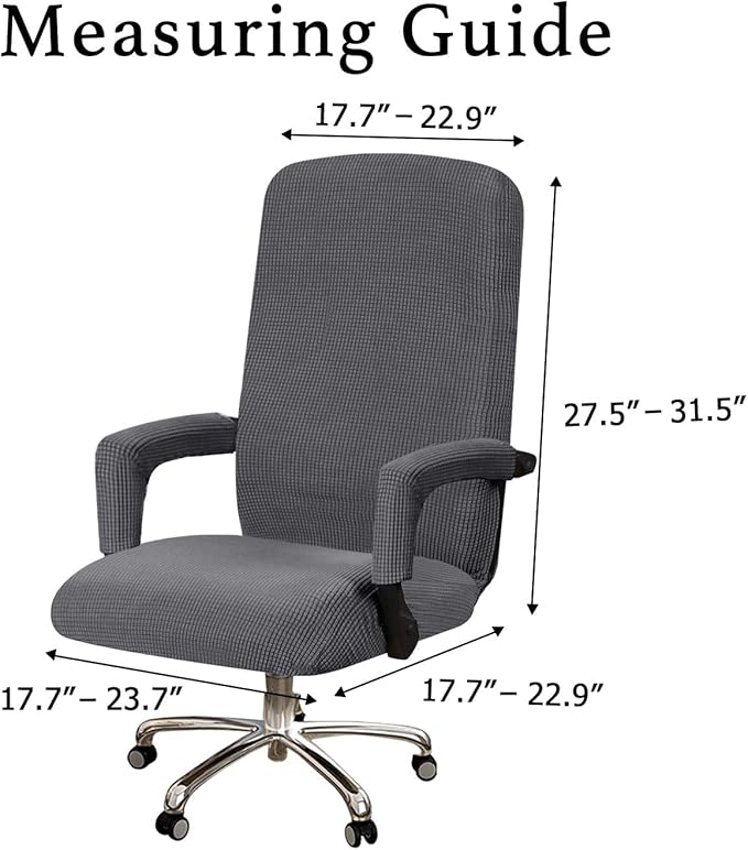 Turquoize Office Chair Cover - Stretch Computer Chair Cover with Arms, Universal Removable Rotating Slipcover for Dogs, Cats & Pets, Gray