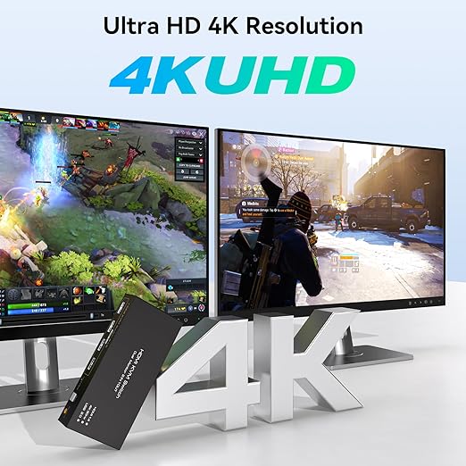 HDMI KVM Switch 2 Monitors 2 Computers 4K@30Hz for 2 Computers Share Dual Monitors and Keyboard Mouse Printer U Disk Support Extended/Copy Mode with 2 USB Cables and Controller
