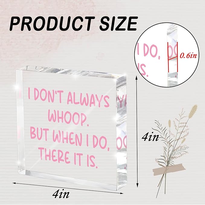 Fun Pink Decoration, 4x4 inches Acrylic Desktop Ornament, Suitable for Birthday and Christmas Gifts for Colleagues, Friends and Family, Funny Office Sayings and Slogans