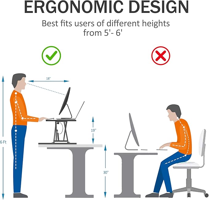 Aconcept 36 inch White Corner Height Adjustable Standing Desk Converter, One-Click Sit to Stand up Desk Riser, Pre-Assembled for Dual Monitor and Laptop Workstation
