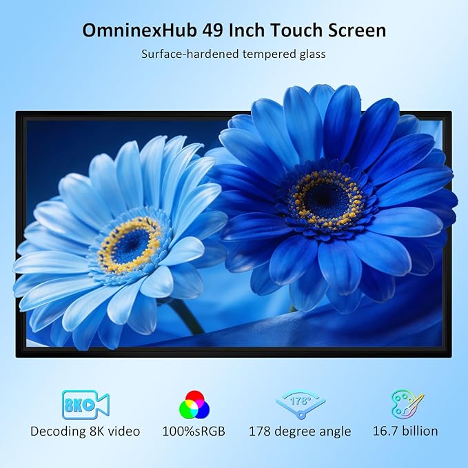 49" Smart Board, Electronic Interactive Smartboard for Classroom, Screen Mirroring, Android iOS 12, Digital Whiteboard for Presention Annotation Live Streaming(Wall Mount Included)