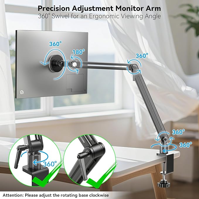 Jakeko Strong Magnetic Portable Monitor Desk Clamp - 75mm VESA Mount 8.3" 12.9" 15.6" 16" 17.3" 18.5 inch 360° Rotate Base Tablet Holder Arm JK07B1