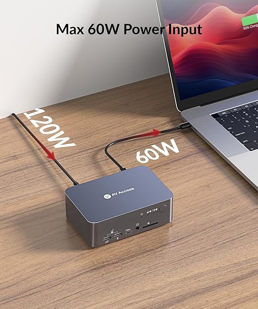 AV Access Dual Monitor KVM Docking Station for Laptop & Desktop, GbE, EDID, 5xUSB-A, HDMI 4K@60Hz USB C KVM Switch 2 Monitors 2 Computers, 60W Laptop Charge, for Home Office Workstations (iDock C10)