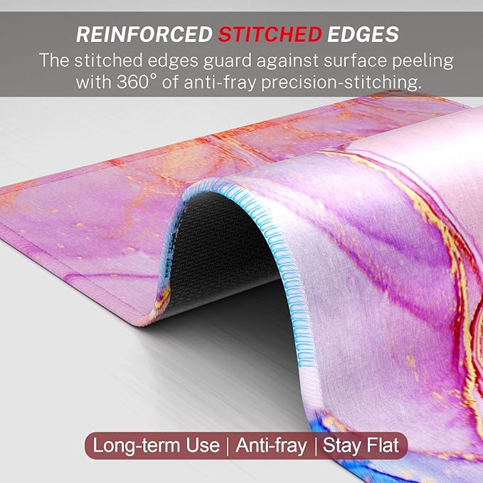 MROCO Mouse Pad [30% Larger] with Anti-Fray Stitched Edges, Premium-Textured Waterproof Surface, Non-Slip Rubber Base, Computer & Gaming Mouse Mat for Laptop, Office & Home, 8.5 x 11 in, Pink Marble