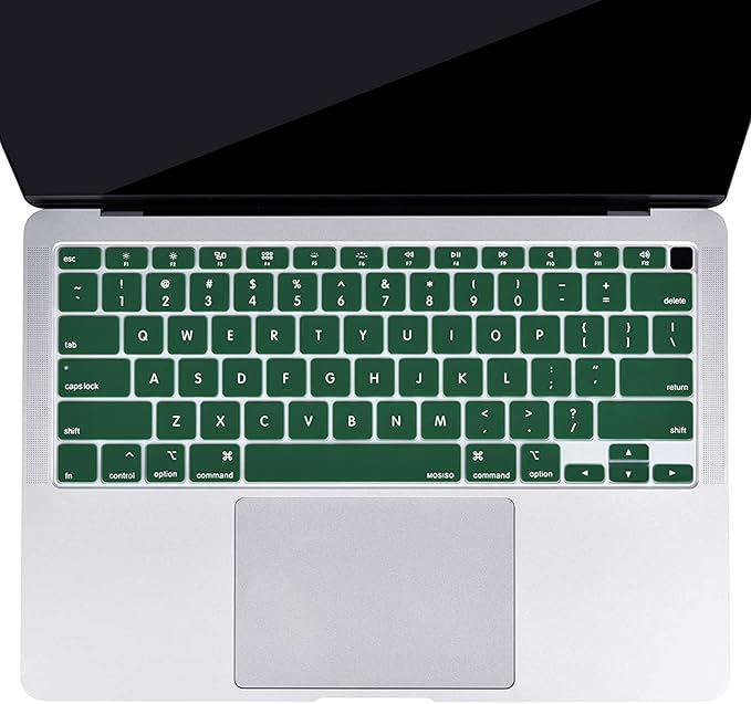 MOSISO Keyboard Cover Compatible with MacBook Air 13 inch 2022 2021 2020 Release A2337 M1 A2179 Retina Display with Touch ID Backlit Magic Keyboard, Waterproof Protective Silicone Skin, Peacock Green