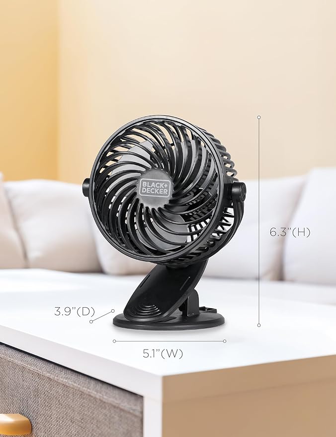 BLACK+DECKER Convertible Cooling Fan - Portable Tabletop and Standing Fan for Home or Office, 4" with 3 Speed Settings and Adjustable Tilt Angle, 2-Pack, Black