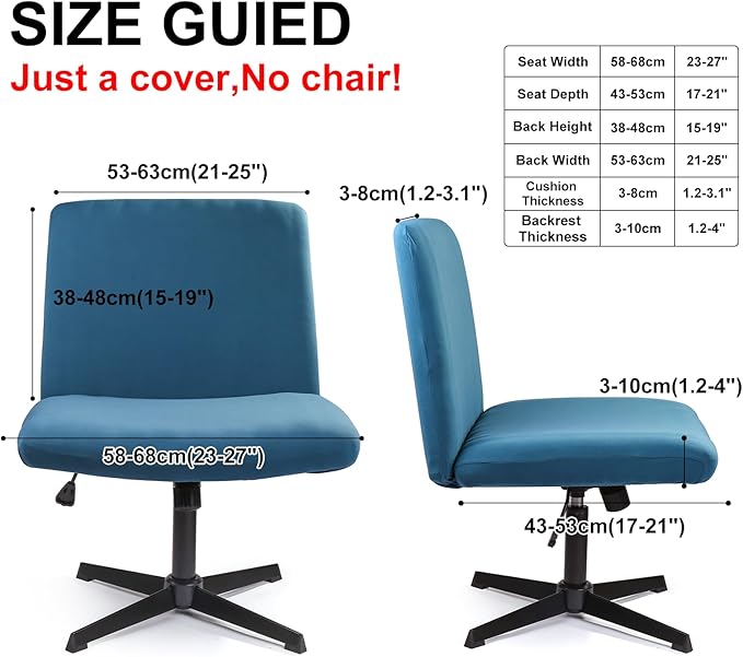 Iauddy Armless Criss Cross Office Desk Chair Cover Slipcover,Accent Mid Back Wide Swivel Task Vanity Slipper Chair Protector Stretch Removable Without Arms for Accent Chair