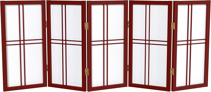 2 ft. Short Desktop Double Cross Shoji Screen - Rosewood - 5 Panels