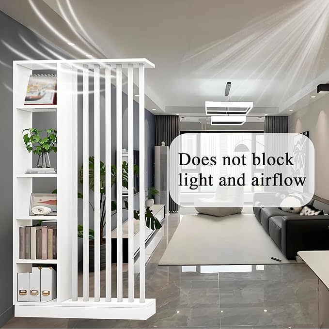 Room Divider with Shelves, Entrance Hall Partition Screen Column Floor to Ceiling - Freestanding Room Divider with Storage Shelf, Freestanding Decor for Bedroom (A White + White, 39.4in / 100cm)