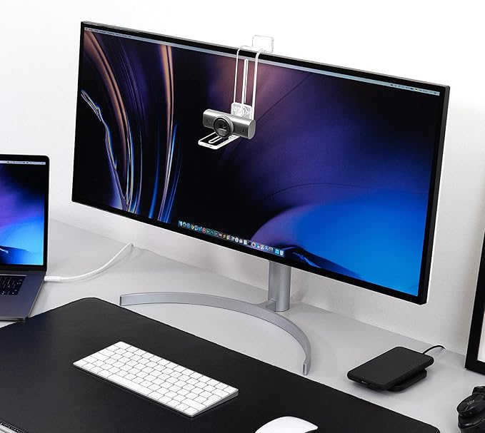 Center Screen/Middle Screen Webcam Mount with Video Conference Light, Position Webcam Anywhere on Monitor, Laptop Screen, Compatible with Logitech MX Brio, C920x, C922, C930 Webcams