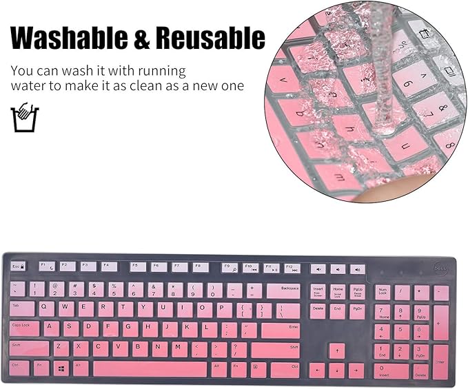 iKammo Keyboard Cover Skins Compatible with Dell KB216 & KM636 Keyboards & Dell Optiplex 5250/3050/3240/5460/7450/7050 & Inspiron AIO 3475/3670/3477 Desktops