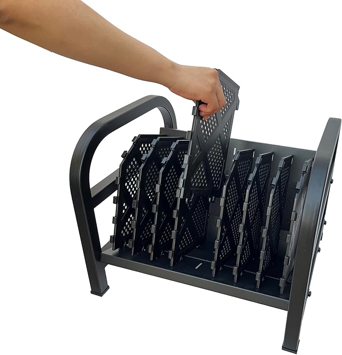 Workington 8-Device Open Desktop School Charging Cart Station for Ipads, Chromebooks, Tablets and Laptops Computer with Power Strip Included, Assembly Required, 1004 Black