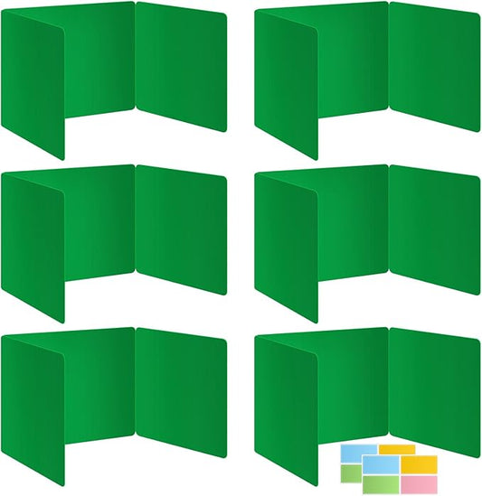 6 Pack Green Desk Dividers for Students, Privacy Shields Folder for Students, Durable & Waterproof Plastic Study Board, Classroom Teacher Supplies Test Divider, Includes Extra Labels
