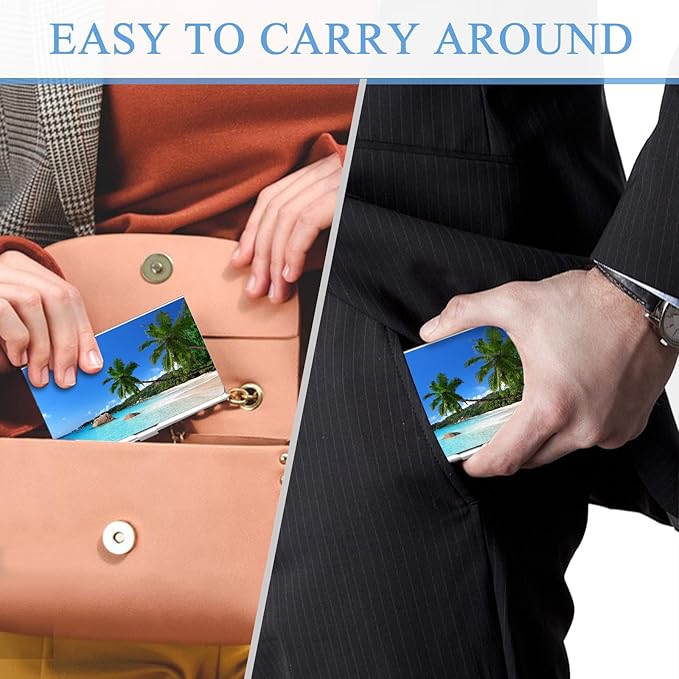 Business Card Holder，Color Printing Men's and Women's Business Card Case，Ultra-thin Metal Business Card Organizer，Carry-on Pocket Wallet Business Card Holder
