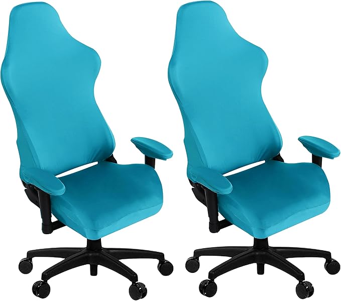 SARAFLORA Gaming Chair Cover, 2 Pack Teal - Stretchable, Removable, Protective Chair Cover for Armchair, Swivel Chair, Computer Boss Chair, Spandex Slipcovers