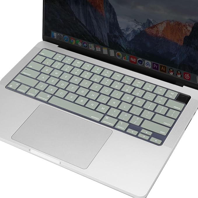 MOSISO Keyboard Cover Skin Compatible with MacBook Air 15 inch M3 A3114 M2 A2941/Air 13.6 A3113 A2681/Pro 14/16 M4 M3 M2 M1, Antique Green