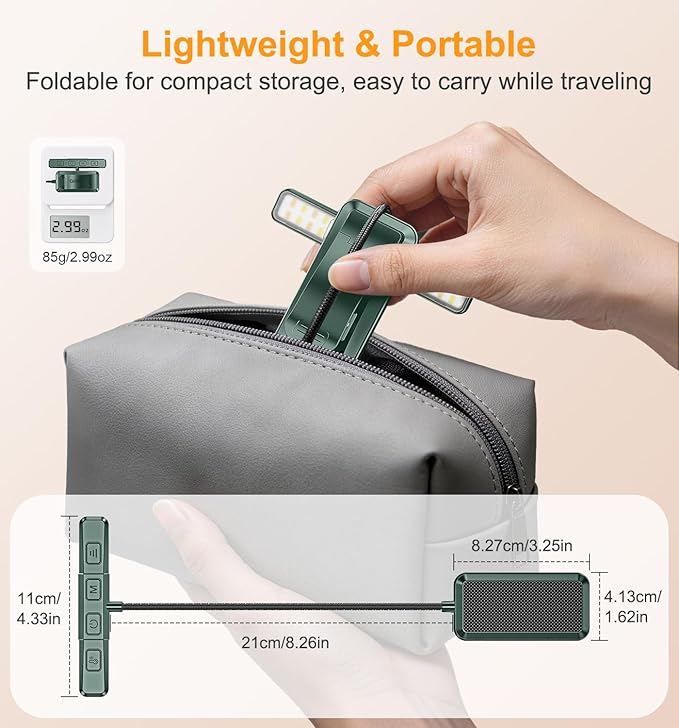 Gritin 2026 Gen 2 Book Light for Reading- 32 Eye Caring Full Spectrum LED, 5 Colors & 5 Brightness, Adjustable Wide/Narrow Beam, Upgrade 1500mAh Long-Lasting Clip on Light for Book Lovers-Forest Green