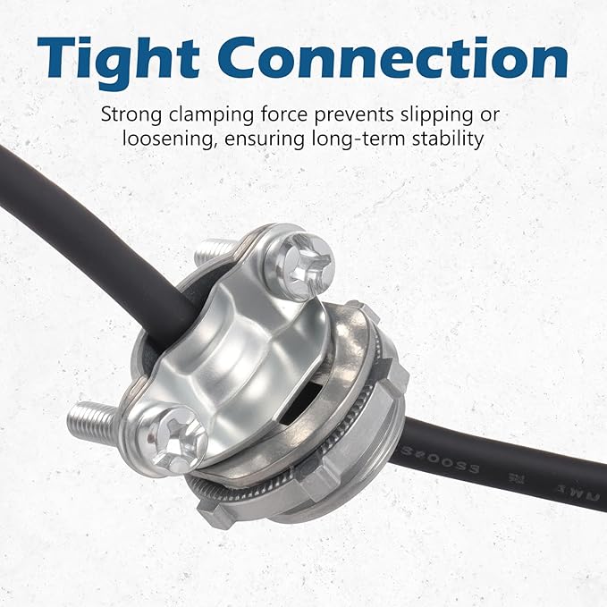 25 Pack 1/2 inch Clamp Type Cable Connectors, Zinc Alloy Wire Clamps for NM Cables, Electric Wires, Metallic Conduit, Electrical Box