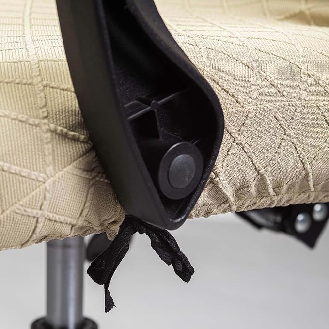 Melaluxe Office Chair Cover with Armrest Covers， Universal Stretch Desk Chair Cover, Computer Chair Slipcovers (Size: L) - Khaki