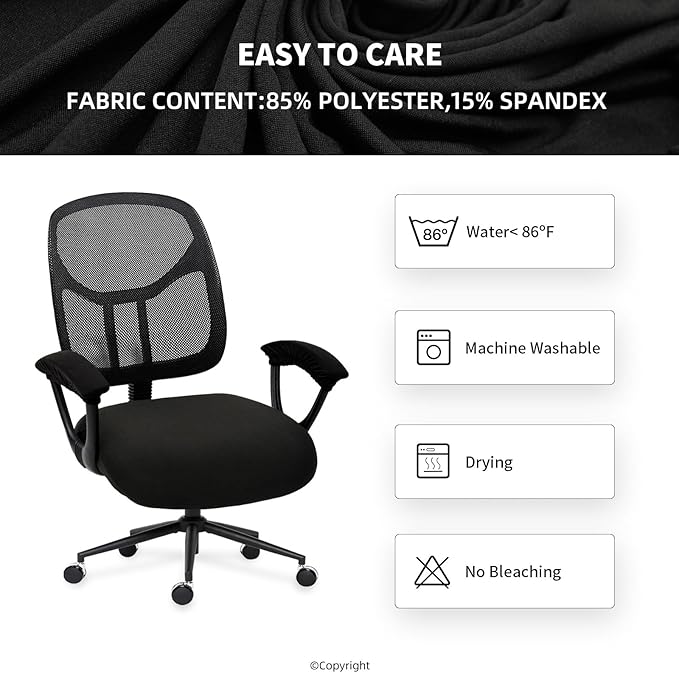 Stretchable Desk Office Chair Seat Cushion Covers with Armrest Covers - Universal Spandex Computer Chair Slipcover - Removable Washable Cushion Protectors for Dogs, Cats, Pets (Purple)