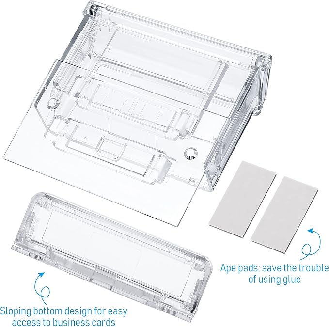 Vicenpal Outdoor Business Card Holder Wall Mount Acrylic Business Card Box Included Clear Holder Peel and Stick for Office Store Trucks Wall Outdoor 4.25 x 1.46 x 2.87 Inch (1 Piece)