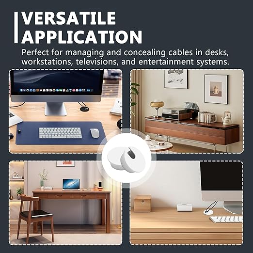 5pcs 1-3/8 Inch Desk Grommet, Plastic Desk Hole Cover, White Cable Hole Cover, Desk Hole Grommet for Wire Cord Organizing Office Computer Desk