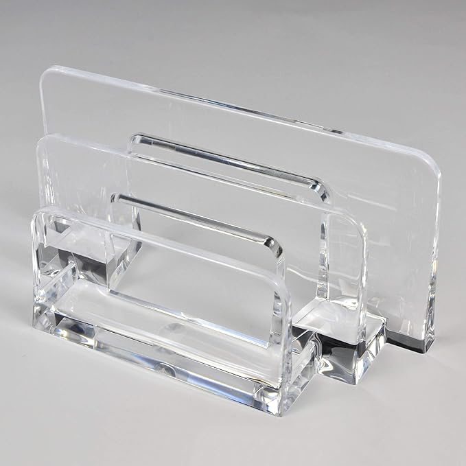 Acrylic Letter Sorter Little File Folder Sorter (2 Pack) for Paper, Letter, Envelope, Office File Organizer, Office Supplies, Desk Accessories - Clear