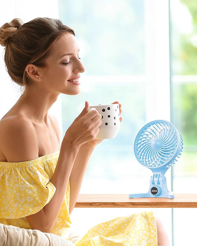 AaoLin USB Small Fan, Desk Fans with CVT Variable Speeds, Strong Cooling Airflow, Quiet Portable, Desktop Mini Personal Fan for Room, Home,Office, Bedroom-USB Powered (Blue)